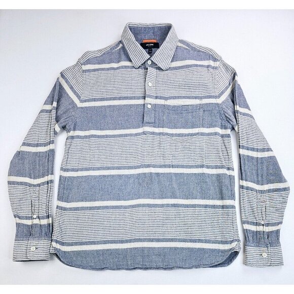 Jack Spade New York Size Medium Mens Blue White Flannel Stripe Long Sleeve Polo - Picture 5 of 10
